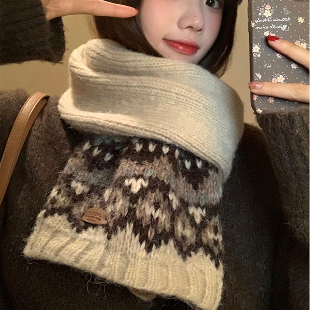 Wool Scarf Men - ผ้าพันคอไหมพรมลายแจ็คการ์ดแบบคลาสสิก ผ้าพันคอแคชเมียร์หนานุ่มสำหรับฤดูหนาว สไตล์เกาหลี ผ้าคลุมไหล่สไตล์แฟร์ไอล์ อุ่นสบาย สำหรับผู้หญิง/ผู้ชาย