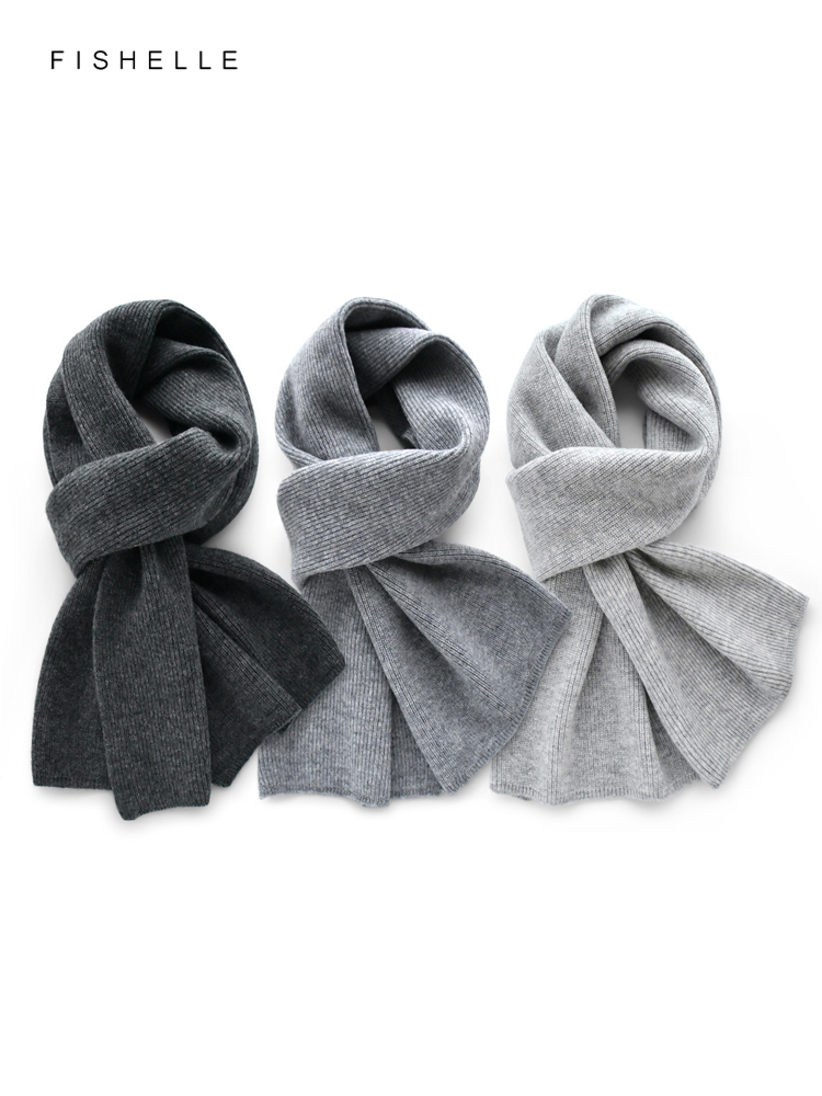 Wool Scarf Men - สีเทาสีทึบผ้าพันคอผ้าพันคอฤดูหนาวชายหญิงผ้าพันคอขนสัตว์ถักผู้หญิง wraps นุ่มผ้าคลุมไหล่หนา lady หรูหราของขวัญ