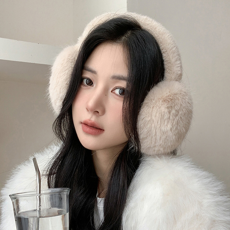 Earmuffs Foldable - ที่ปิดหูแบบพับได้สำหรับกลางแจ้งที่อุดหูผ้าปิดหน้าผ้ากำมะหยี่นุ่มสีพื้นให้ความอบอุ่นในฤดูหนาว