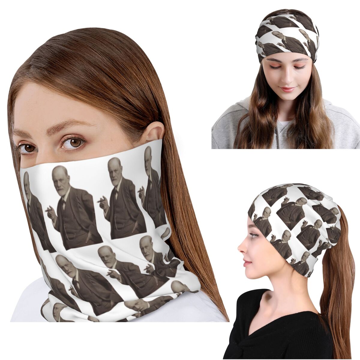Knit Beanie Hat Warm - ฟรอยด์ วิธ ซิการ์ บลัช ผ้าพันคอสีชมพู ผ้าคลุมคอ