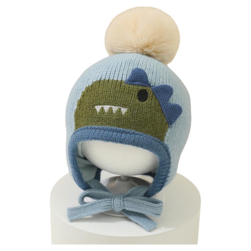 Knit Beanie Hat Warm - หมวกไหมพรมเด็กน่ารักลายการ์ตูนสัตว์ พร้อมปอมปอม ป้องกันหู สำหรับเด็กวัยหัดเดิน อายุ 6-36