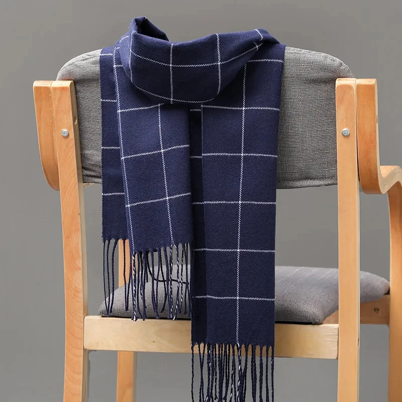 Wool Scarf Men - 2024 ใหม่ฤดูหนาวผู้ชายผ้าพันคอผ้าพันคอผ้าพันคอผ้าพันคอผ้าพันคอ Casual ยี่ห้อ Designer Pashmina