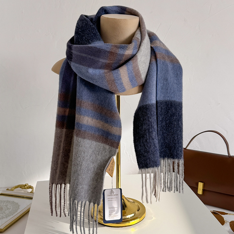 ผ้าพันคอขนสัตว์ 100% ลายตารางส - Wool Scarf Men บทวิจารณ์และราคา