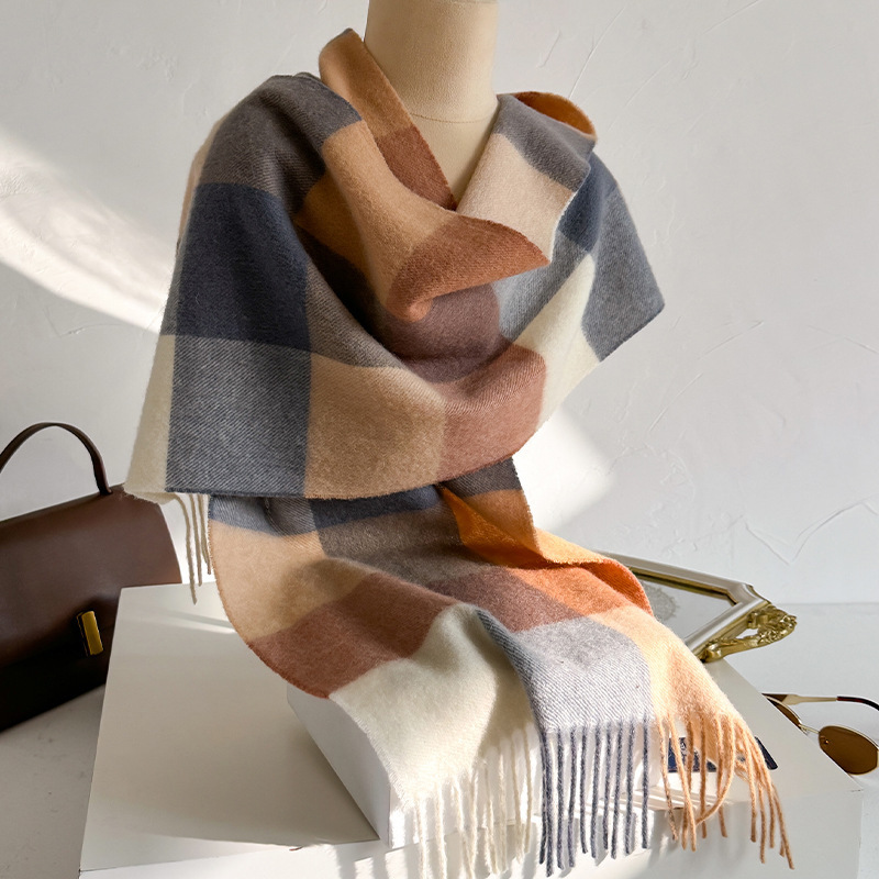 ผ้าพันคอขนสัตว์ 100% ลายตารางส - Wool Scarf Men บทวิจารณ์และราคา