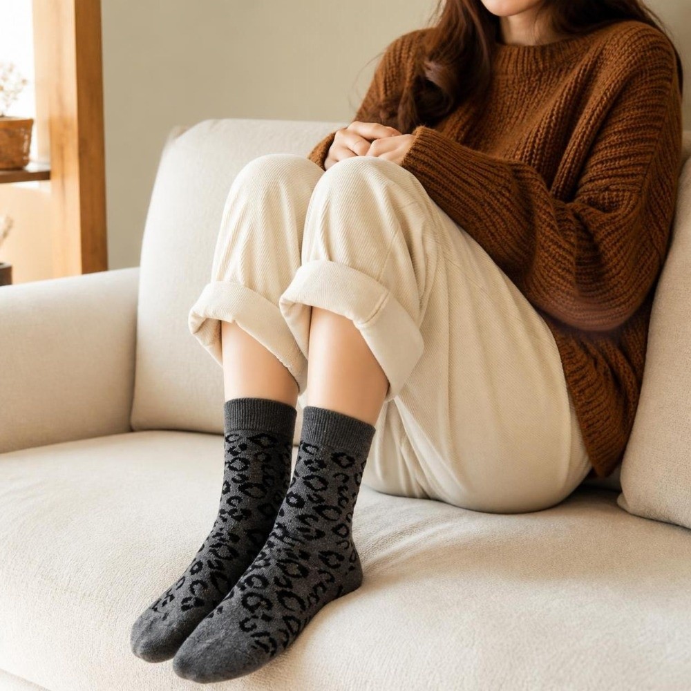 ถุงเท้าขนแกะยืดหยุ่นสูง ลายเสื - Thermal Sock Wool บทวิจารณ์และราคา