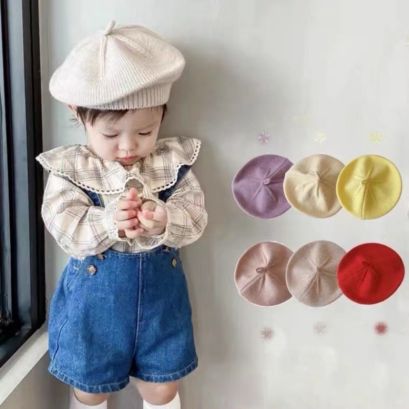 หมวกเบเร่ต์เด็กถักไหมพรมแบบใหม - Knit Beanie Hat Warm บทวิจารณ์และราคา