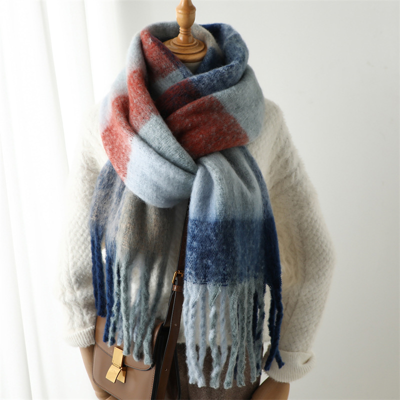 ผ้าพันคอลายตารางสำหรับฤดูใบไม้ - Wool Scarf Men บทวิจารณ์และราคา